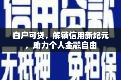那玛夏白户可贷，解锁信用新纪元，助力个人金融自由