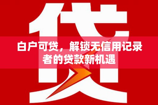 南乐白户可贷，解锁无信用记录者的贷款新机遇