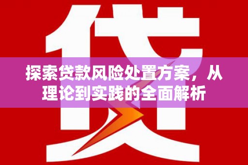 锦州探索贷款风险处置方案，从理论到实践的全面解析